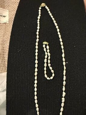 Vintage Estate 24 In Baroque Pearl 14k Necklace & 7.5 In 14k Bracelet Set